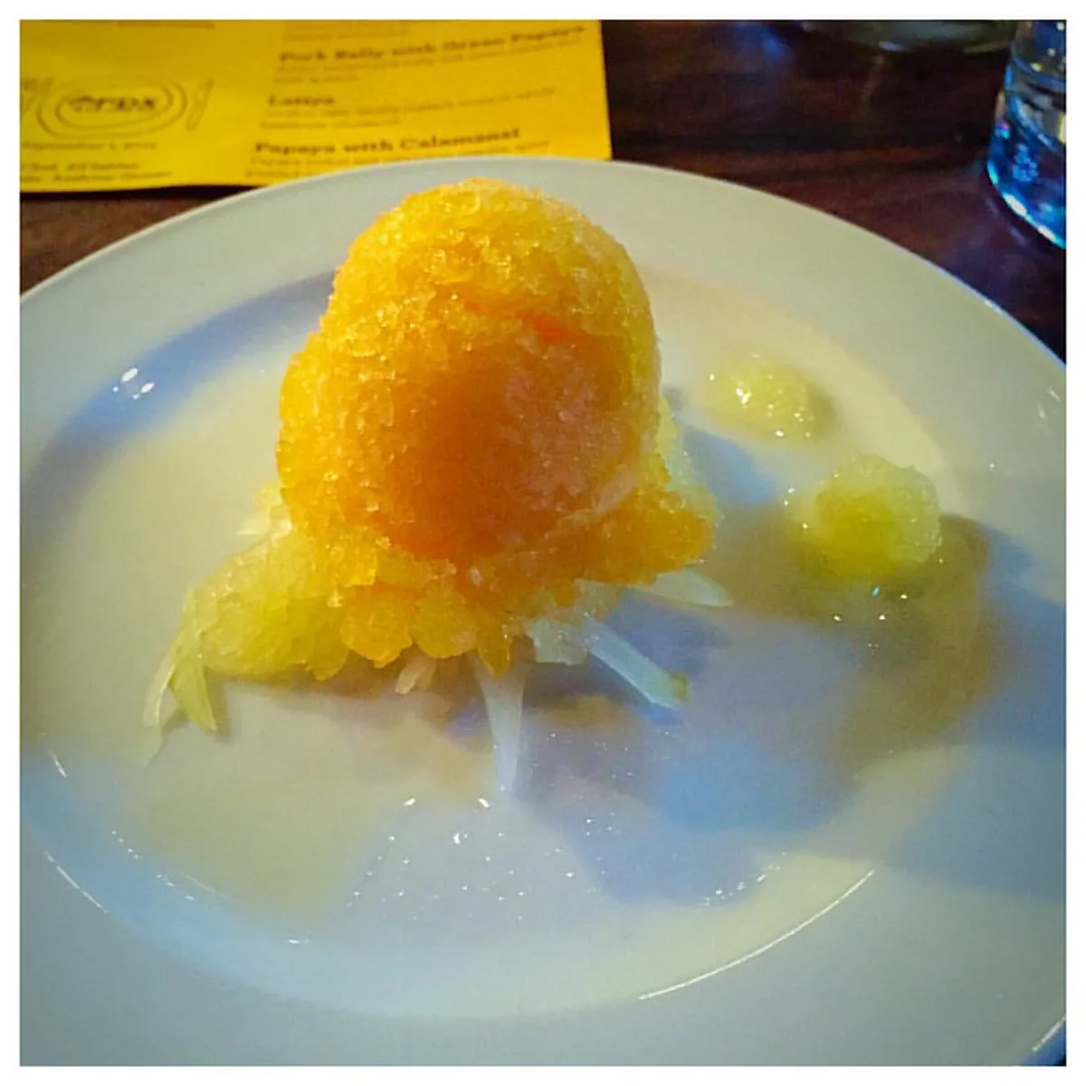 Papaya sorbet fruit bowl